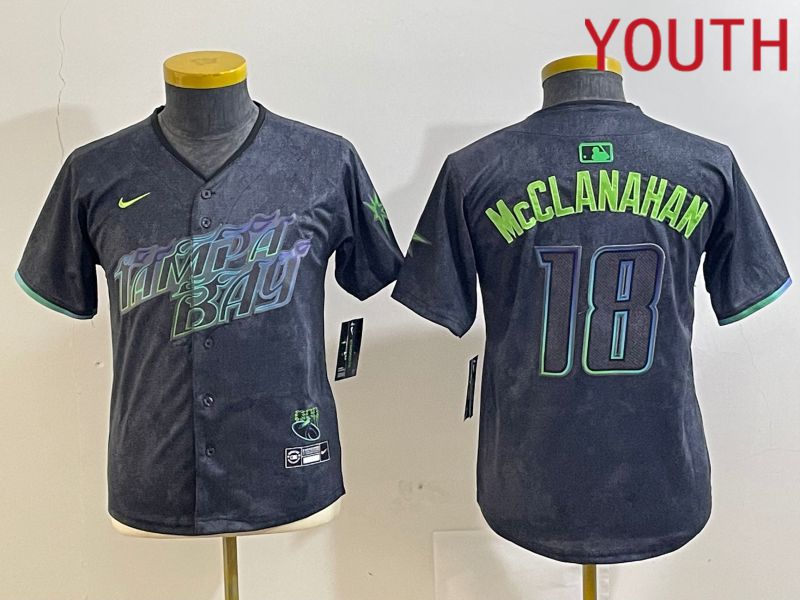 Youth Tampa Bay Rays #18 Mcclanahan Black City Edition 2024 Nike MLB Jersey style 2->->